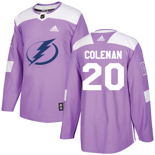 Adidas Tampa Bay Lightning #20 Blake Coleman Purple Authentic Fights Cancer Youth Stitched NHL Jersey->youth nhl jersey->Youth Jersey